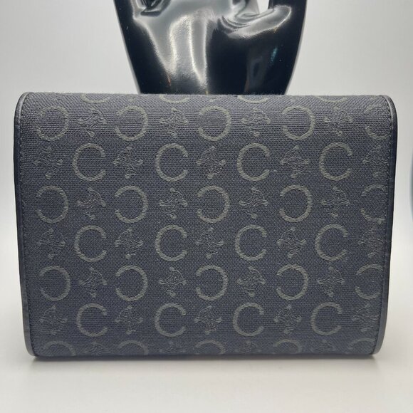 Celine Triomphe Printed Canvas & Leather Compact Wallet - Black - Preowned - Picture 5 of 13